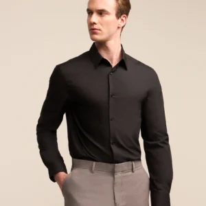 Camisa Regular em Microfibra Easy Care Preto