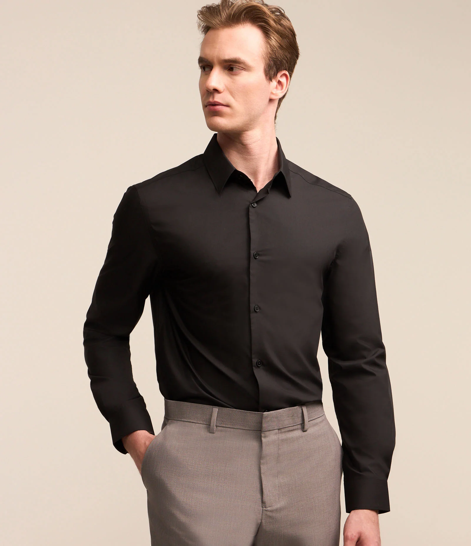 Camisa Regular em Microfibra Easy Care Preto